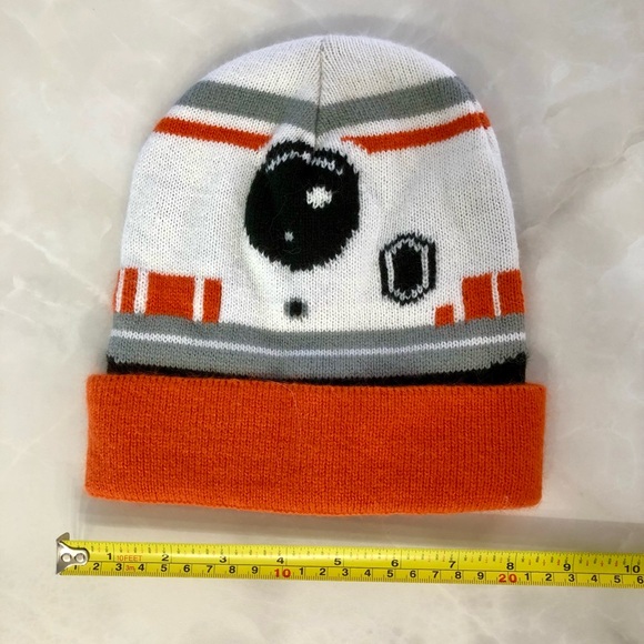 Star Wars BB-8 Toque Beanie Knit Winter Hat Cap Robot Droid White Orange - Picture 4 of 5